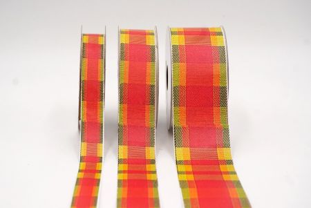 Scharlachrot, Ringelblume und Moos Fröhliches Plaid-Ribbon_AI